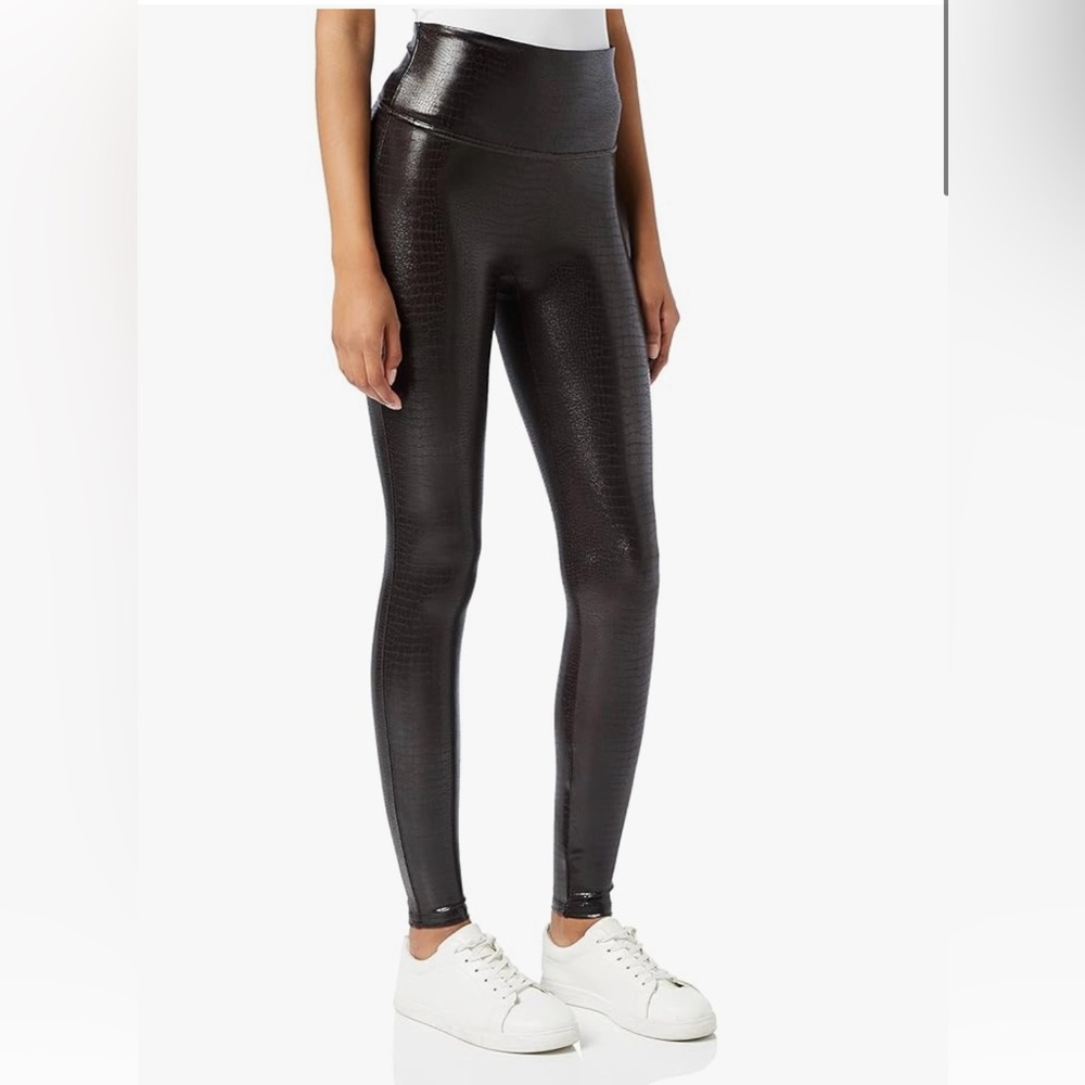 Spanx Croc Brown/Black Faux Leather Leggings